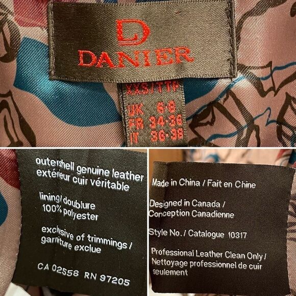 DANIER Leather Button Front Blazer Jacket Cognac Brown XXS - Picture 7 of 7